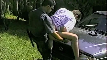 inexperienced dude fucke dby dominant policeman in uniform outdoo