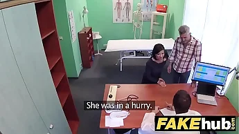 Fake Hospital Czech doctor cums over horny cheating wifes tight pussy